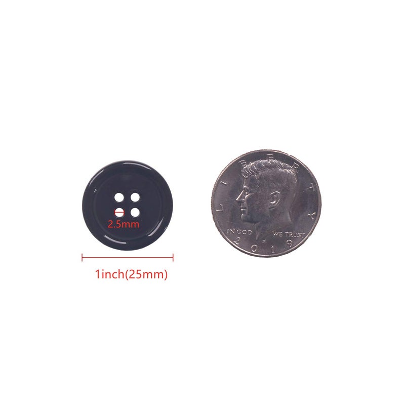 YAKA Black Buttons for Crafts Christmas Buttons for Clothes 1inch(25mm) 80Pcs 4 Holes Resin Flatback Small Button Bulk for Sewing,DIY Handmade Ornament - Image 3